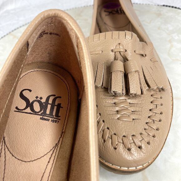 Sofft Loafers Womens Size 8.5 Tan Basket Weave Leather Slip On Comfort Shoes New - Picture 12 of 13